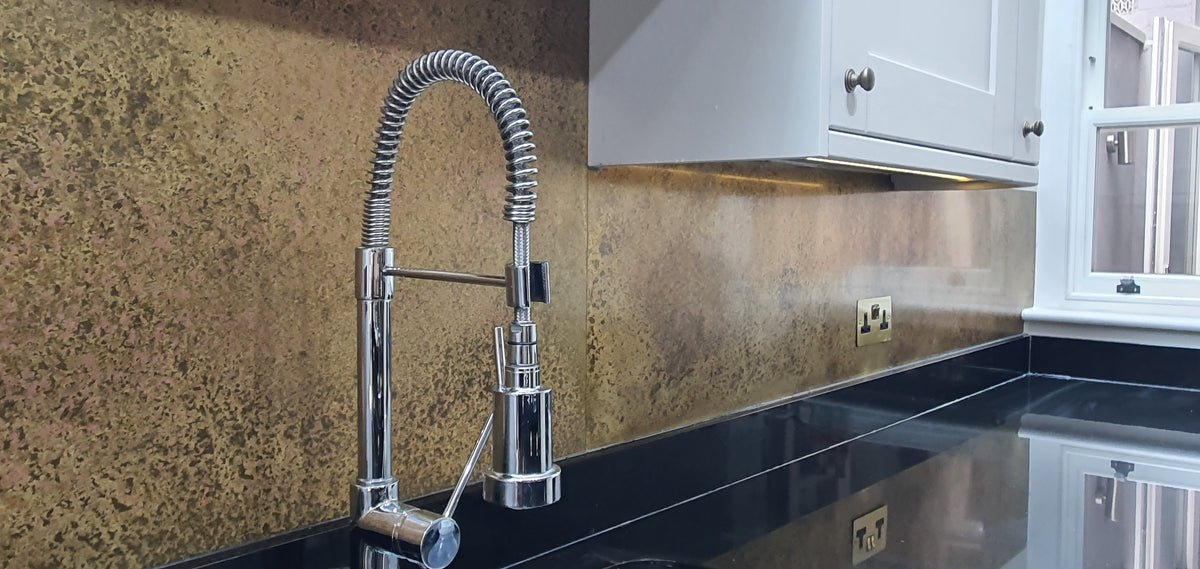 Rose Marbled Antiqued Brass patinated finish by Metal Clad