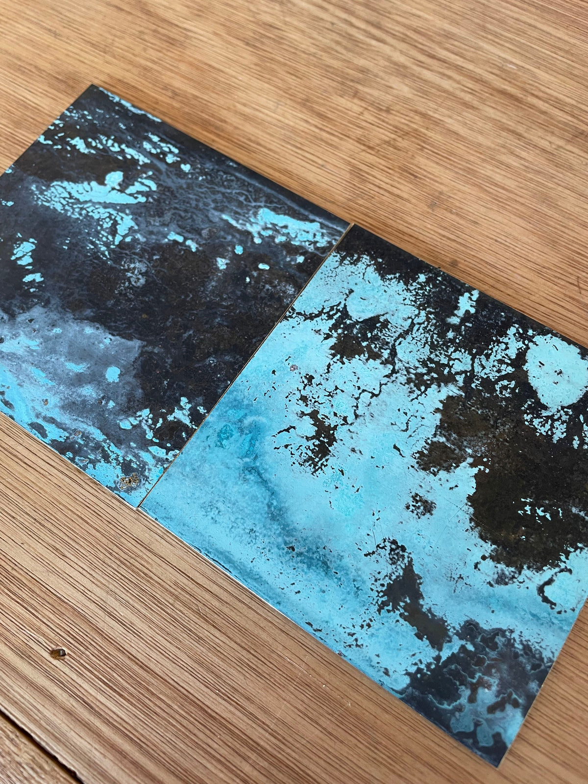 Blue Veil Brass patinated finish by Metal Clad