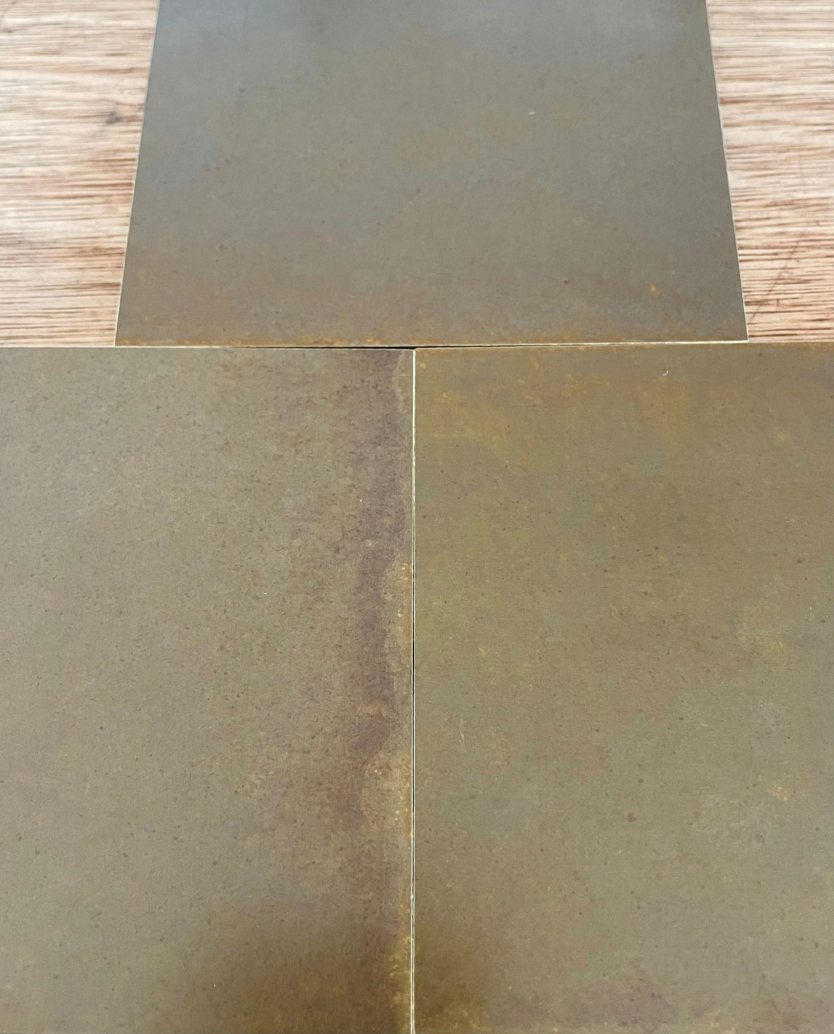 Cloudy Antiqued Brass patinated finish by Metal Clad