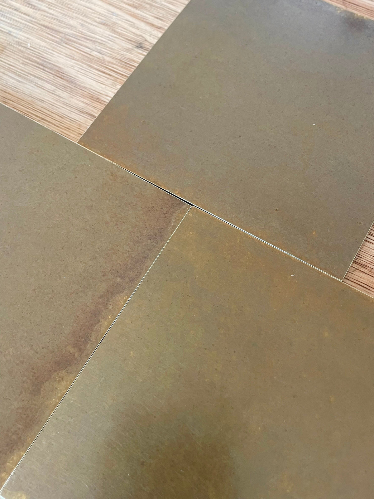 Cloudy Antiqued Brass patinated finish by Metal Clad