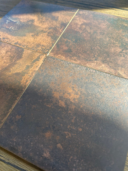 Dark Mottled Copper patinated finish by Metal Clad