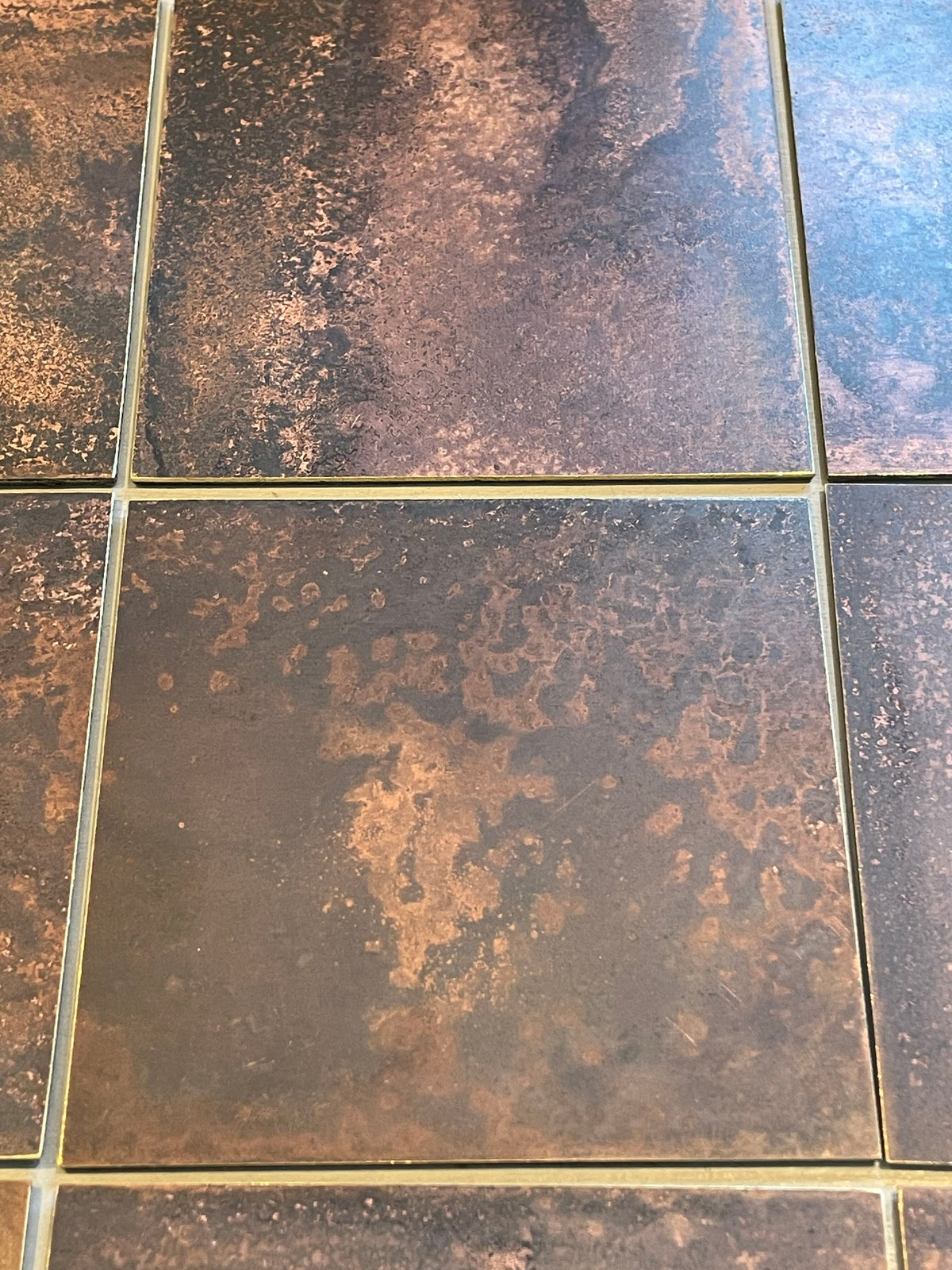 Dark Mottled Copper patinated finish by Metal Clad