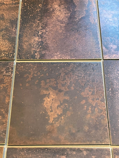 Dark Mottled Copper patinated finish by Metal Clad