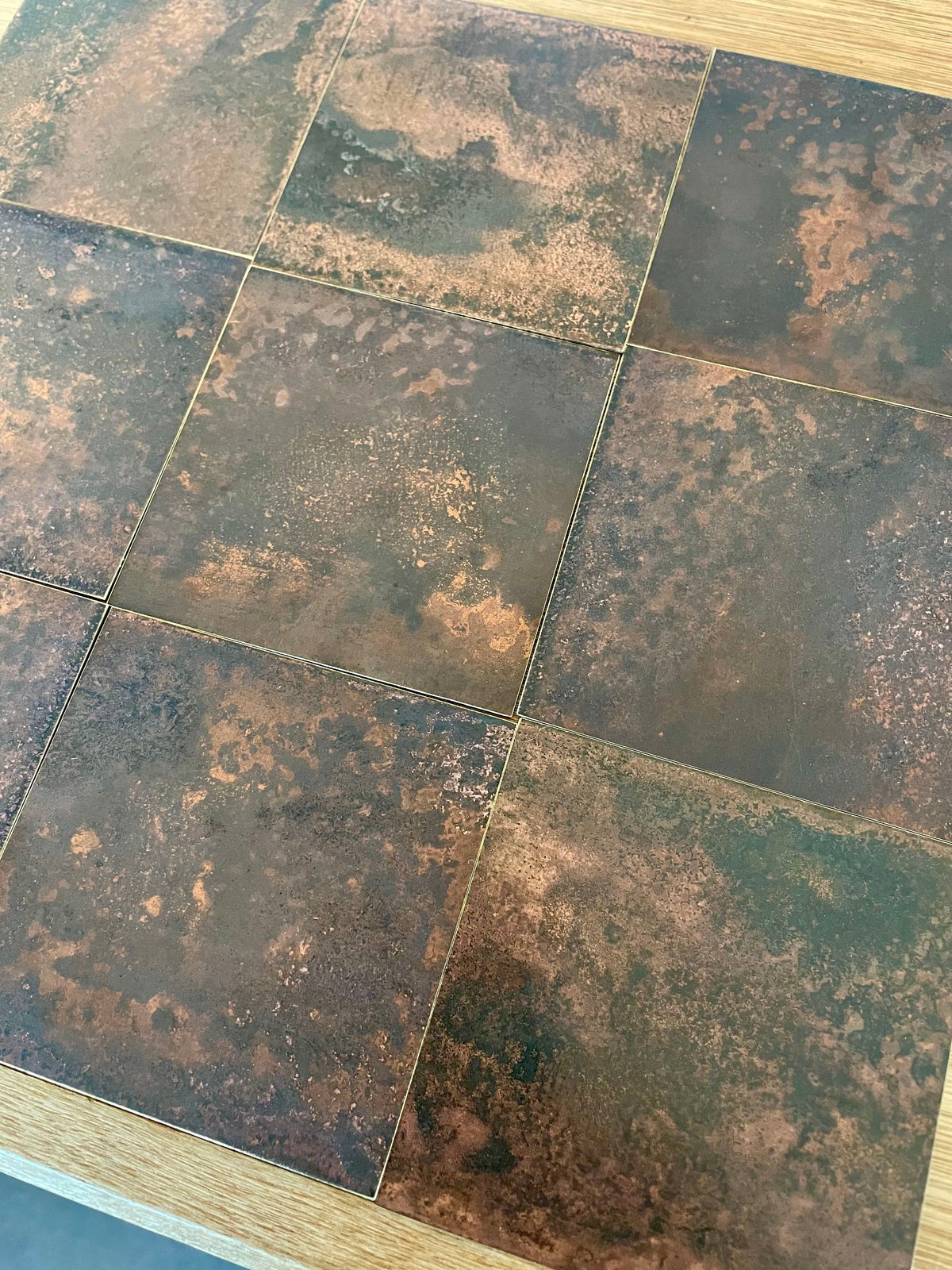 Dark Mottled Copper patinated finish by Metal Clad