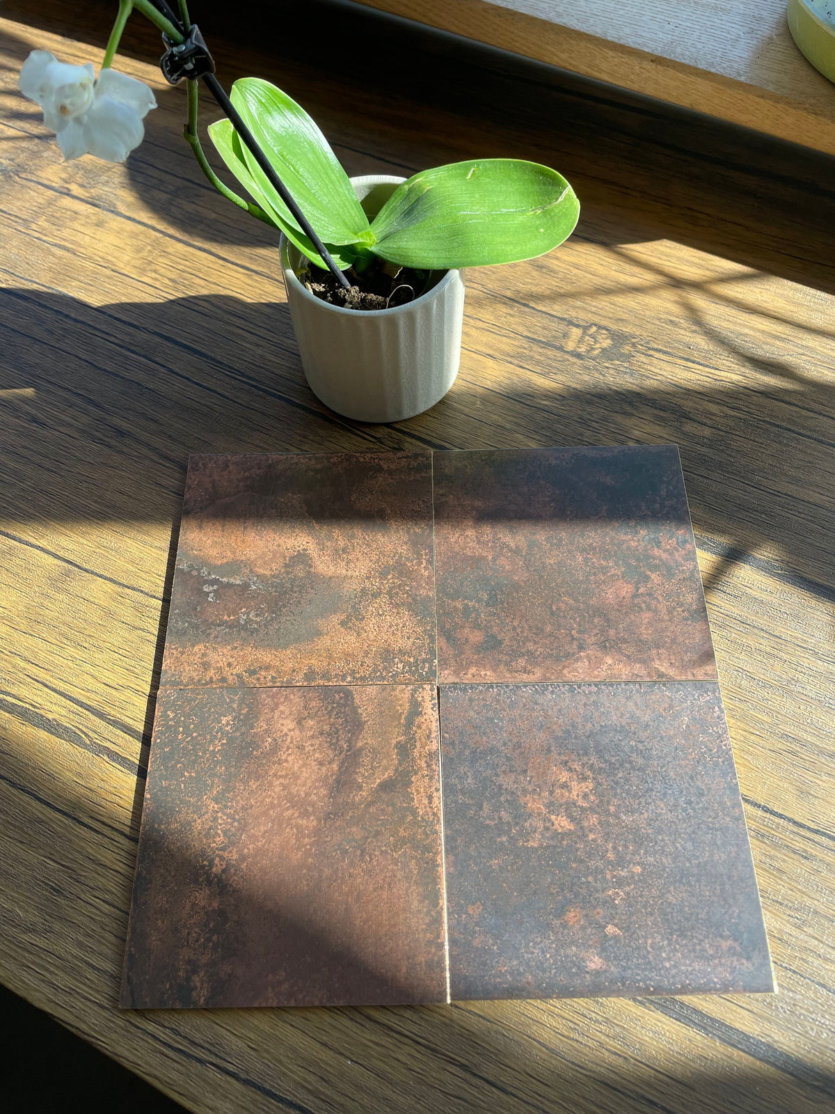 Dark Mottled Copper patinated finish by Metal Clad