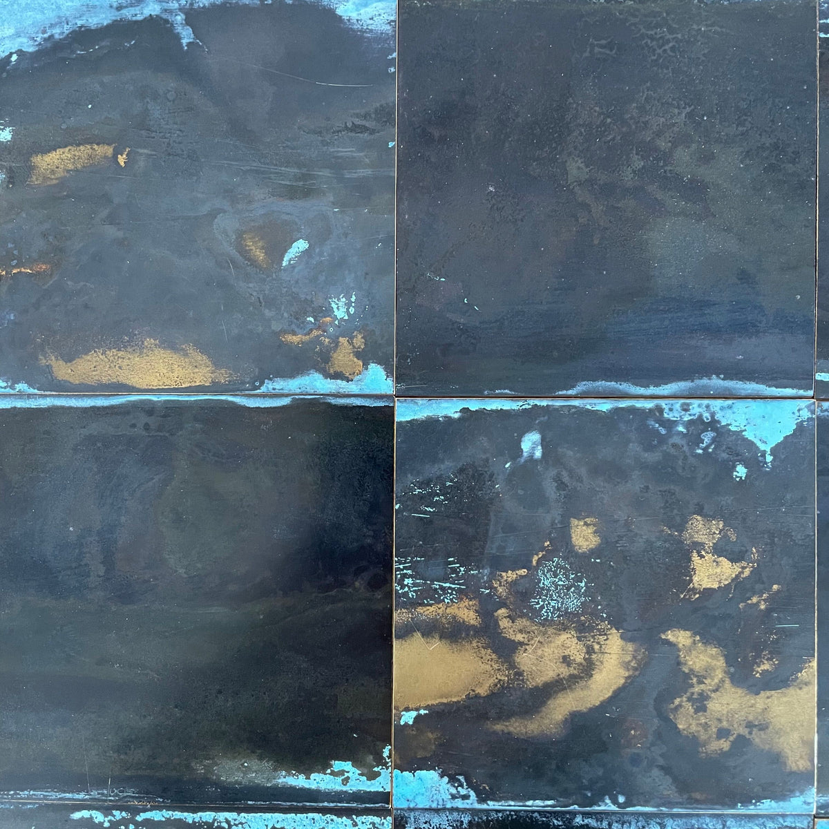 Inky Brass with Blue Bloom patinated finish by Metal Clad