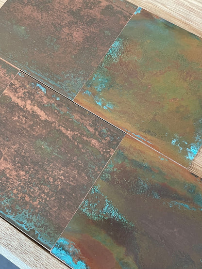 Light Verdigris Polished Copper patinated finish by Metal Clad