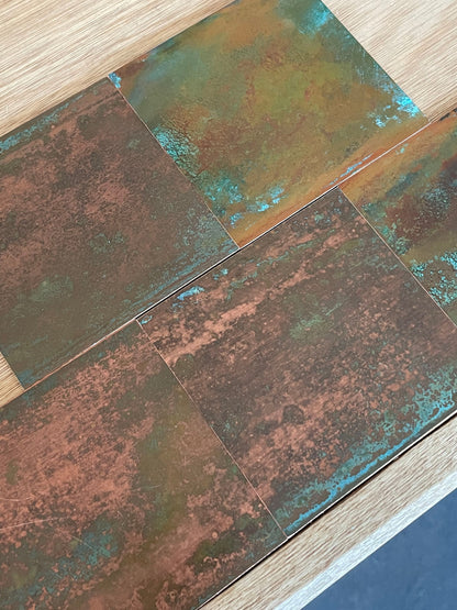Light Verdigris Polished Copper patinated finish by Metal Clad