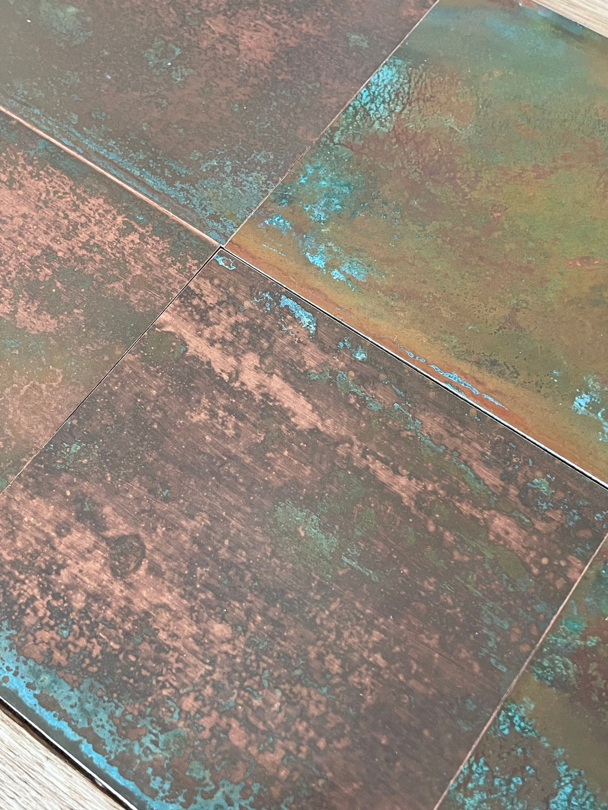 Light Verdigris Polished Copper patinated finish by Metal Clad