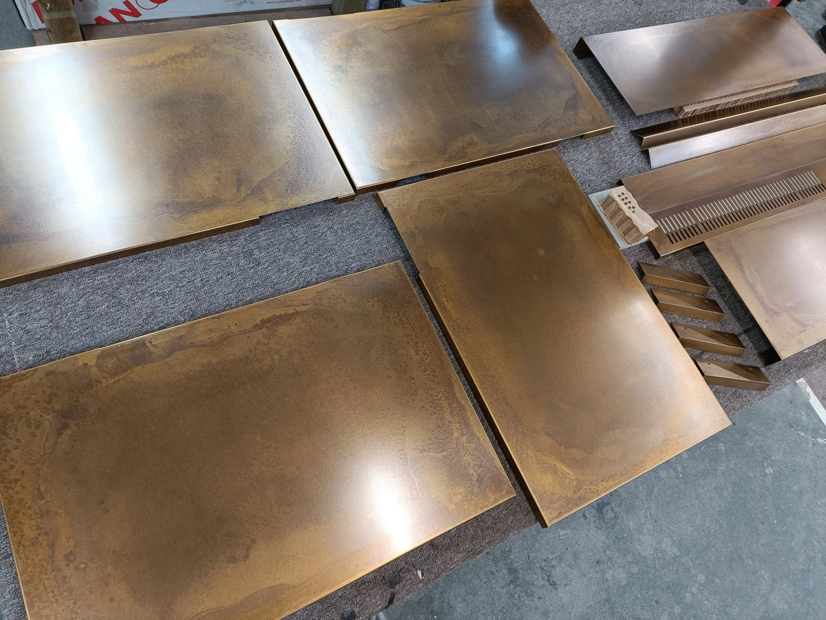 Marbled Edge Antiqued Brass patinated finish by Metal Clad