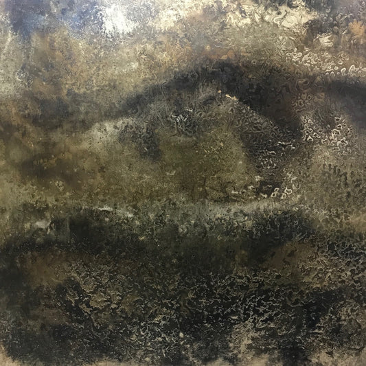 Fossil Antiqued Brass – hand-patinated brass panel by Metal Clad
