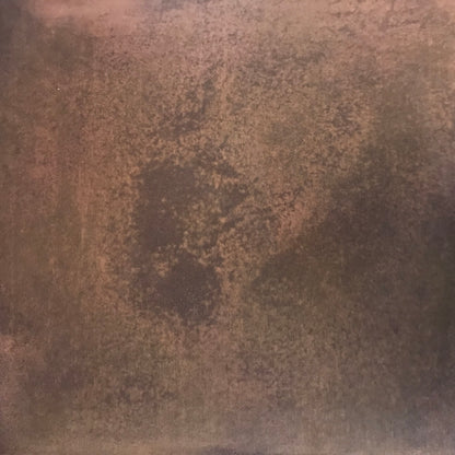 Dark Mottled Copper – hand-patinated brass panel by Metal Clad