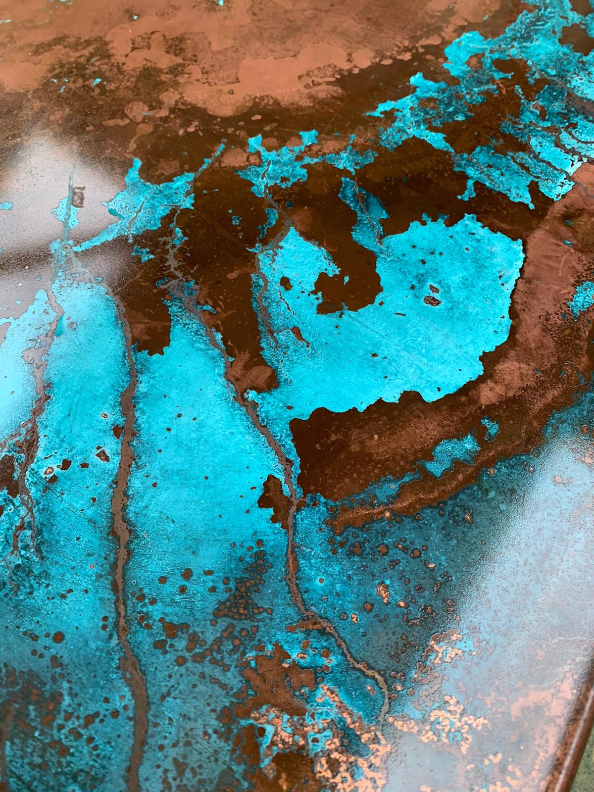 Heavy Verdigris Copper patinated finish by Metal Clad